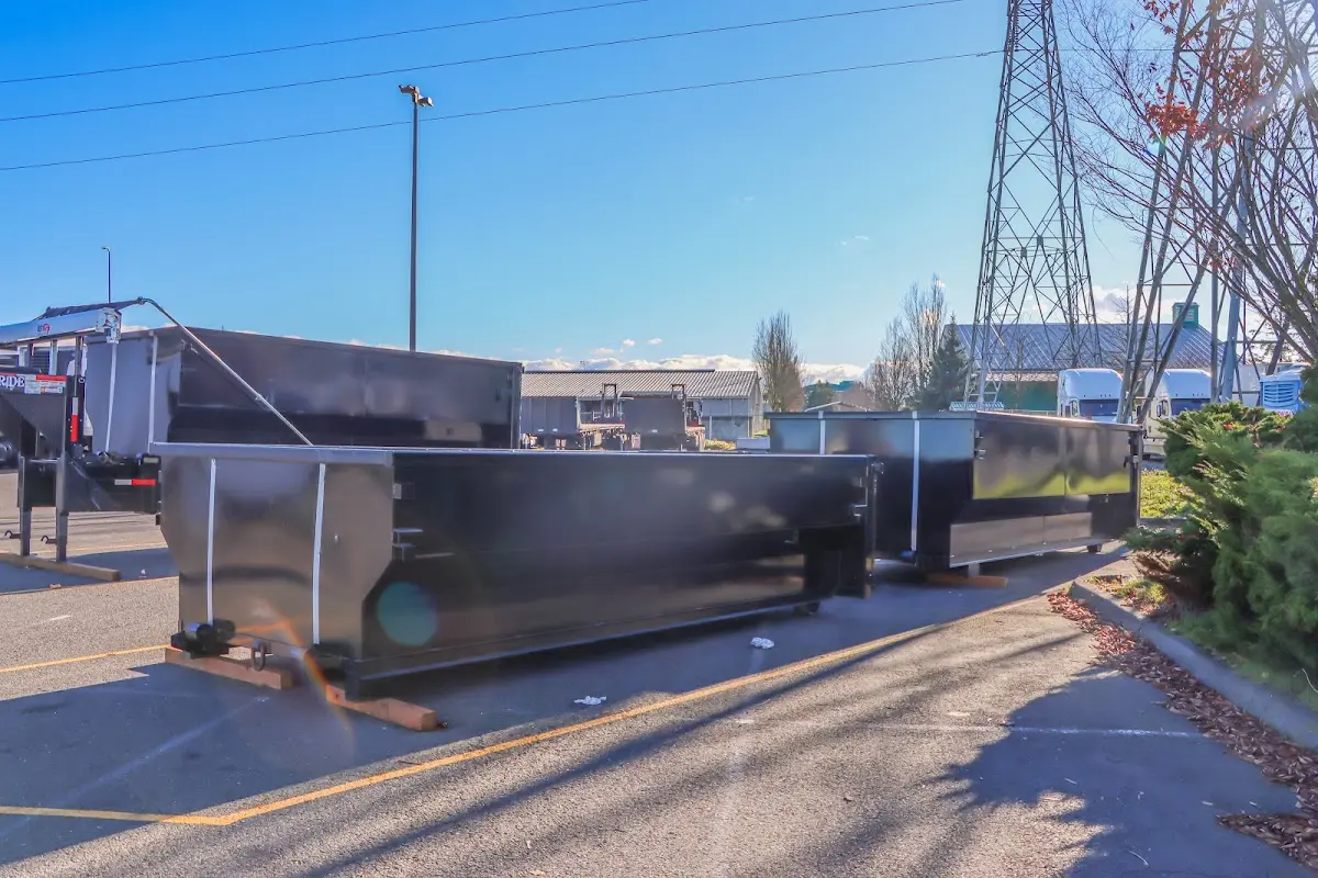 Roll-off dumpster ready for waste disposal at job site for Yard Waste Dumpster Rental in South San Francisco